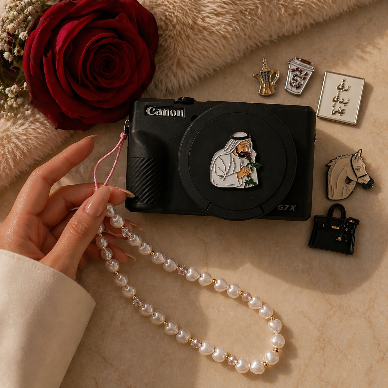 Ivory Crystal Heart Strap