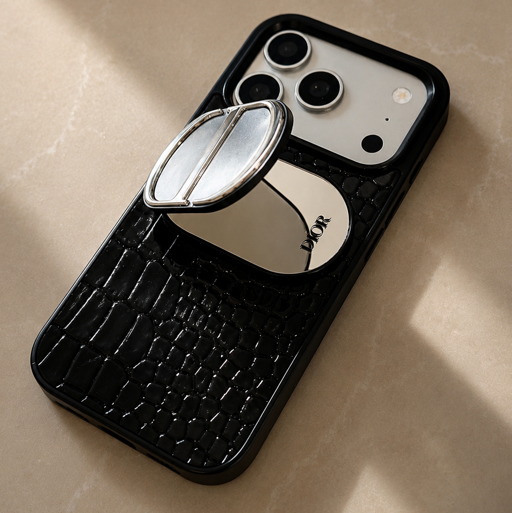 The CD Compact Mirror & Intense Black Croc Case Set