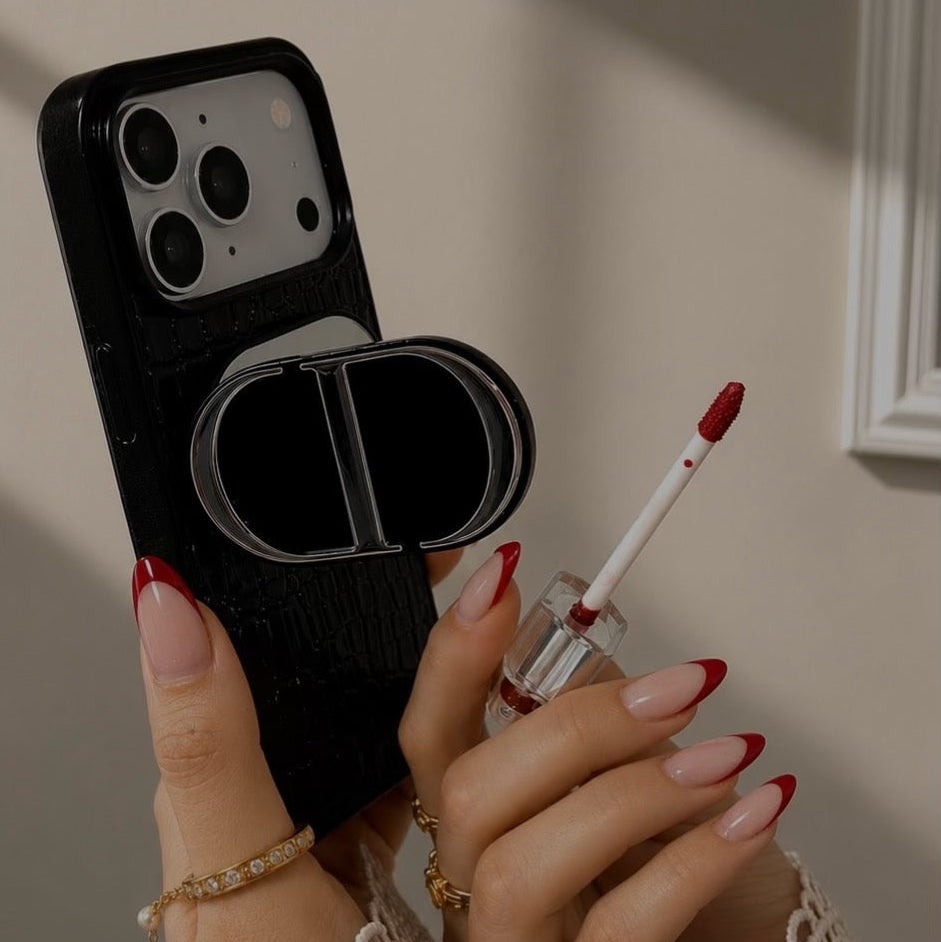 The CD Compact Mirror & Intense Black Croc Case Set